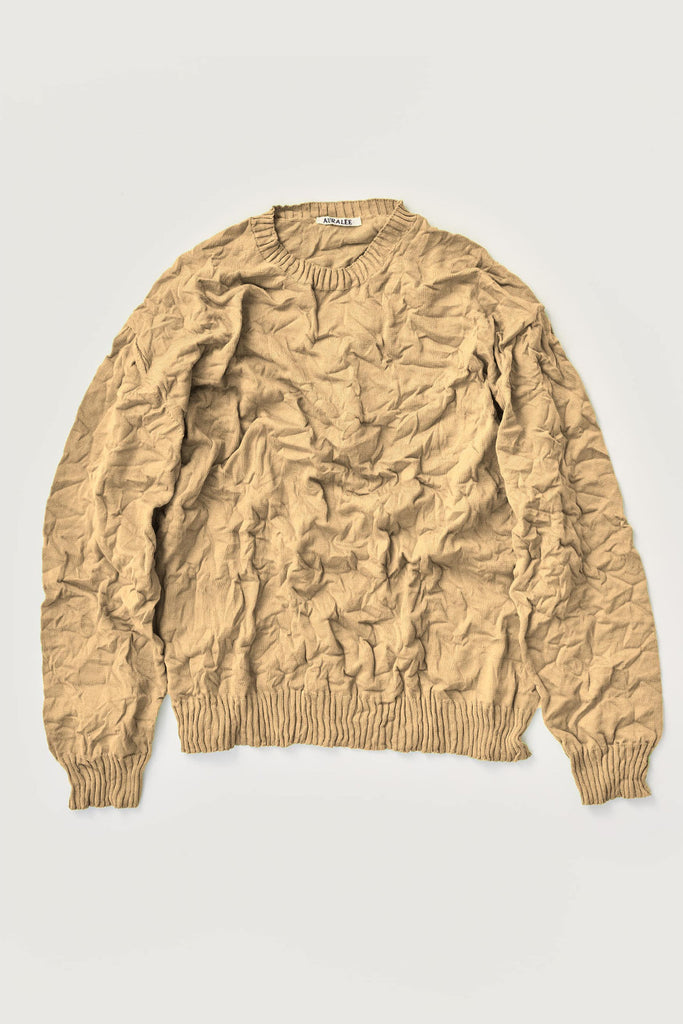 Auralee - Wrinkled Dry Cotton Knit P/O - Beige - Canoe Club