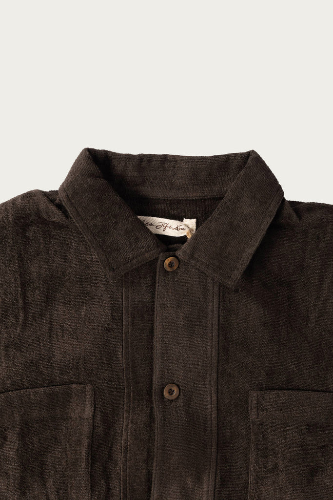 Aviva Jifei Xue - Boxy Shirt - Carob Linen Velvet - Canoe Club