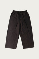Aviva Jifei Xue - Cropped Drawstring Pants - Charcoal Wool Yak Linen Twill - Canoe Club