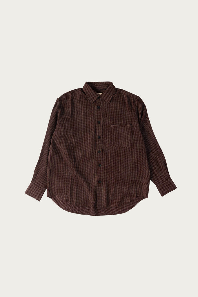 Aviva Jifei Xue - Easy Shirt - Burgundy Fine Wool Check - Canoe Club
