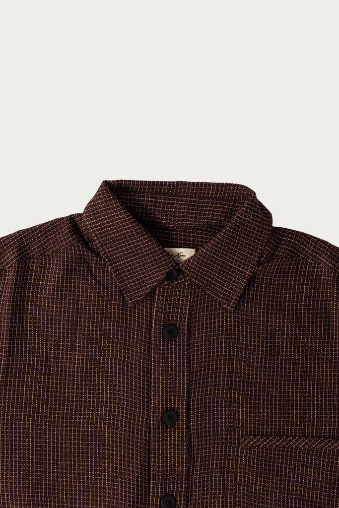 Aviva Jifei Xue - Easy Shirt - Burgundy Fine Wool Check - Canoe Club