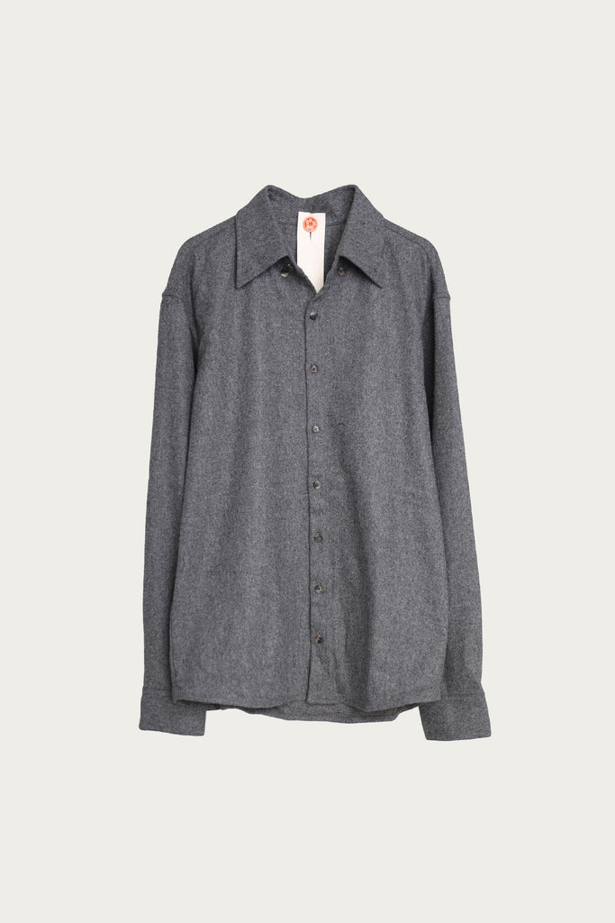 Bardo - Simple Shirt - Graphite Brushed Wool - Canoe Club