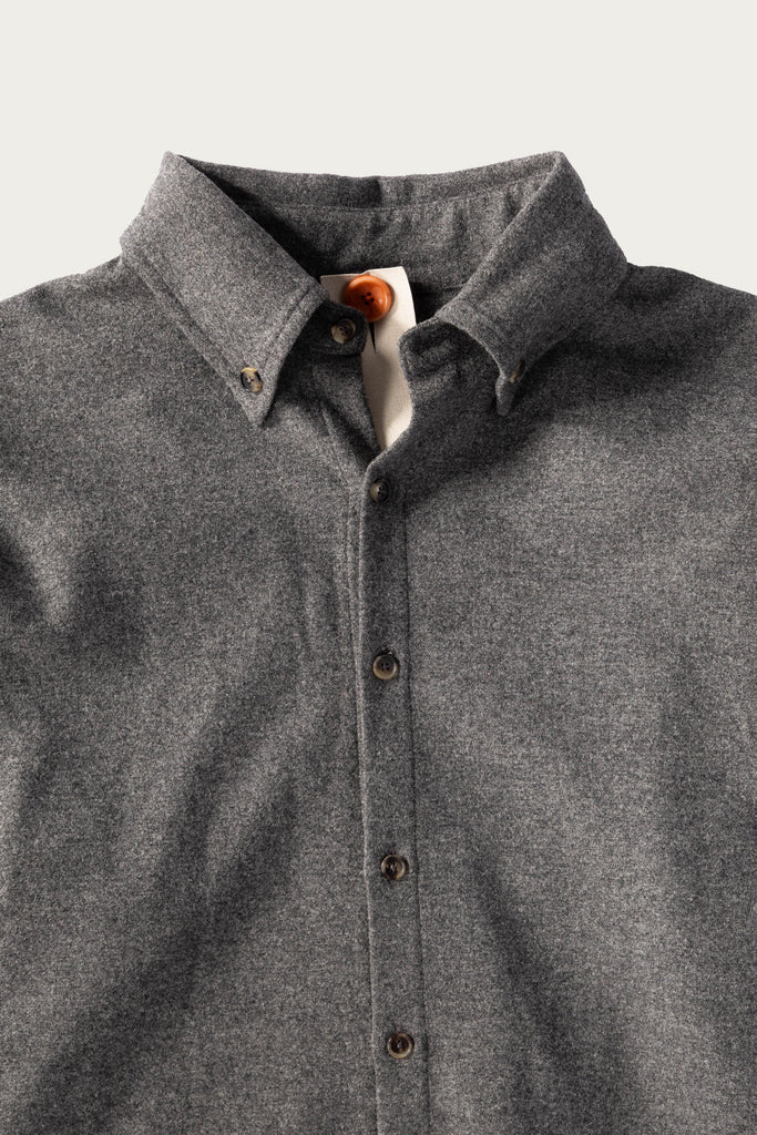 Bardo - Simple Shirt - Graphite Brushed Wool - Canoe Club