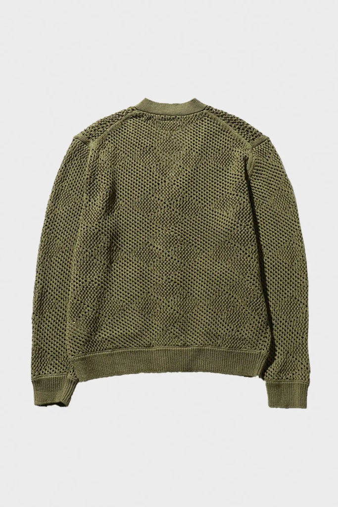 Beams Plus - Argyle Mesh Cardigan - Olive - Canoe Club