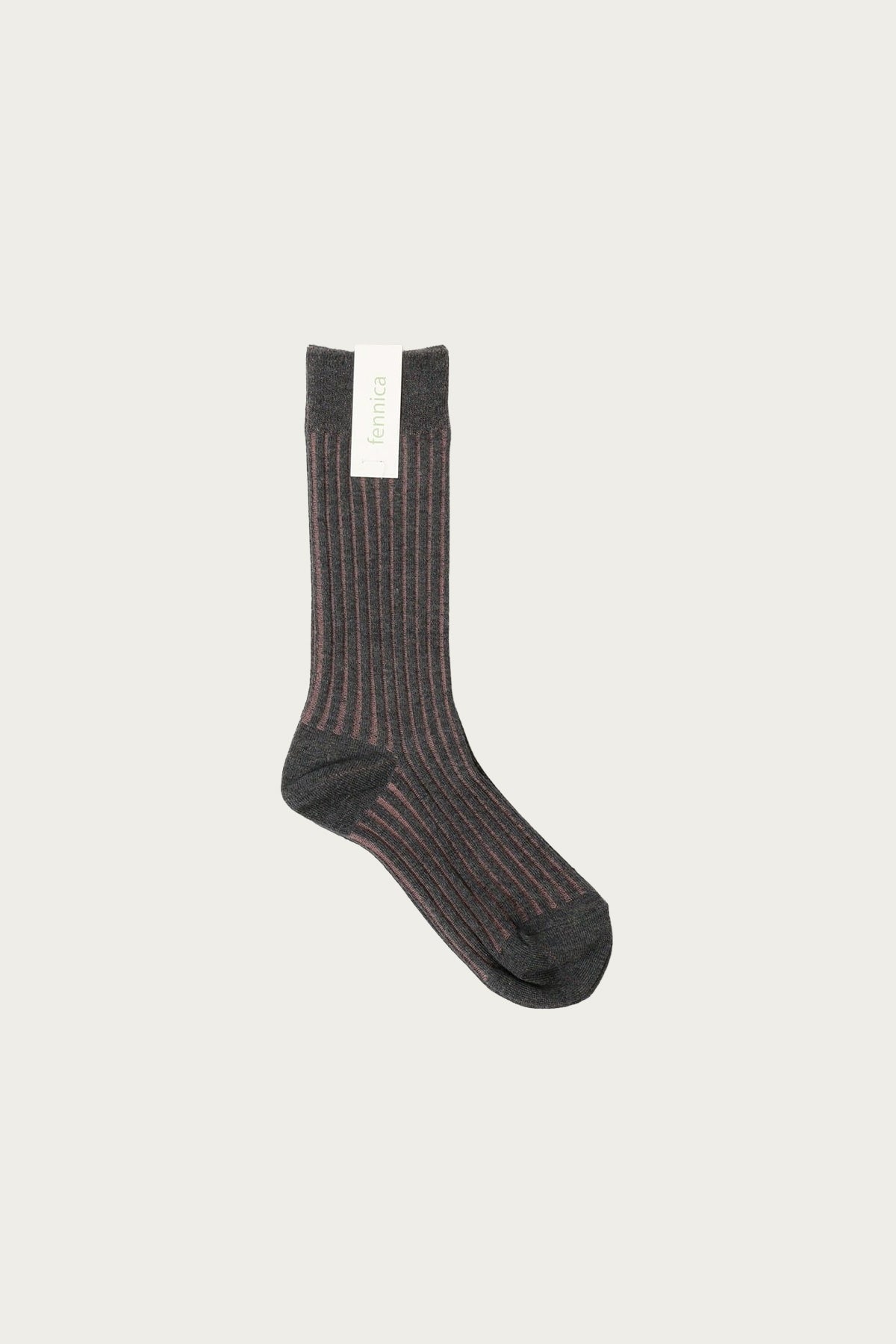Beams Japan - fennica Rib Socks - Charcoal Grey/Pink - Canoe Club