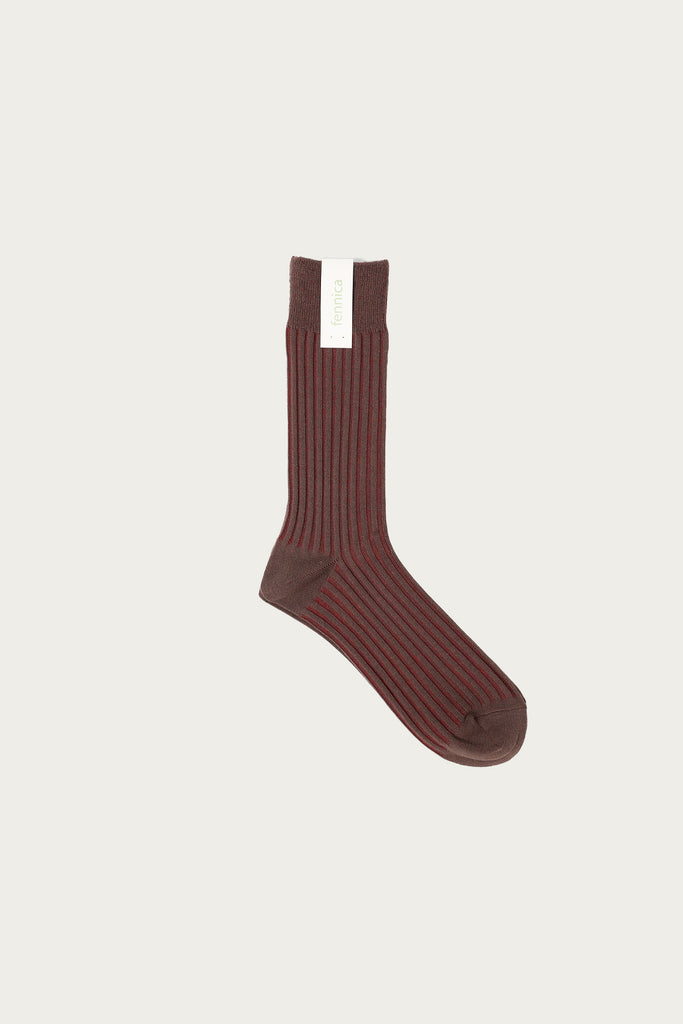 Beams Japan - fennica Rib Socks - Light Brown/Renga - Canoe Club