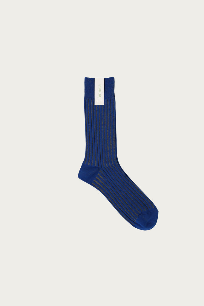 Beams Japan - fennica Rib Socks - Sapphire/Gold - Canoe Club