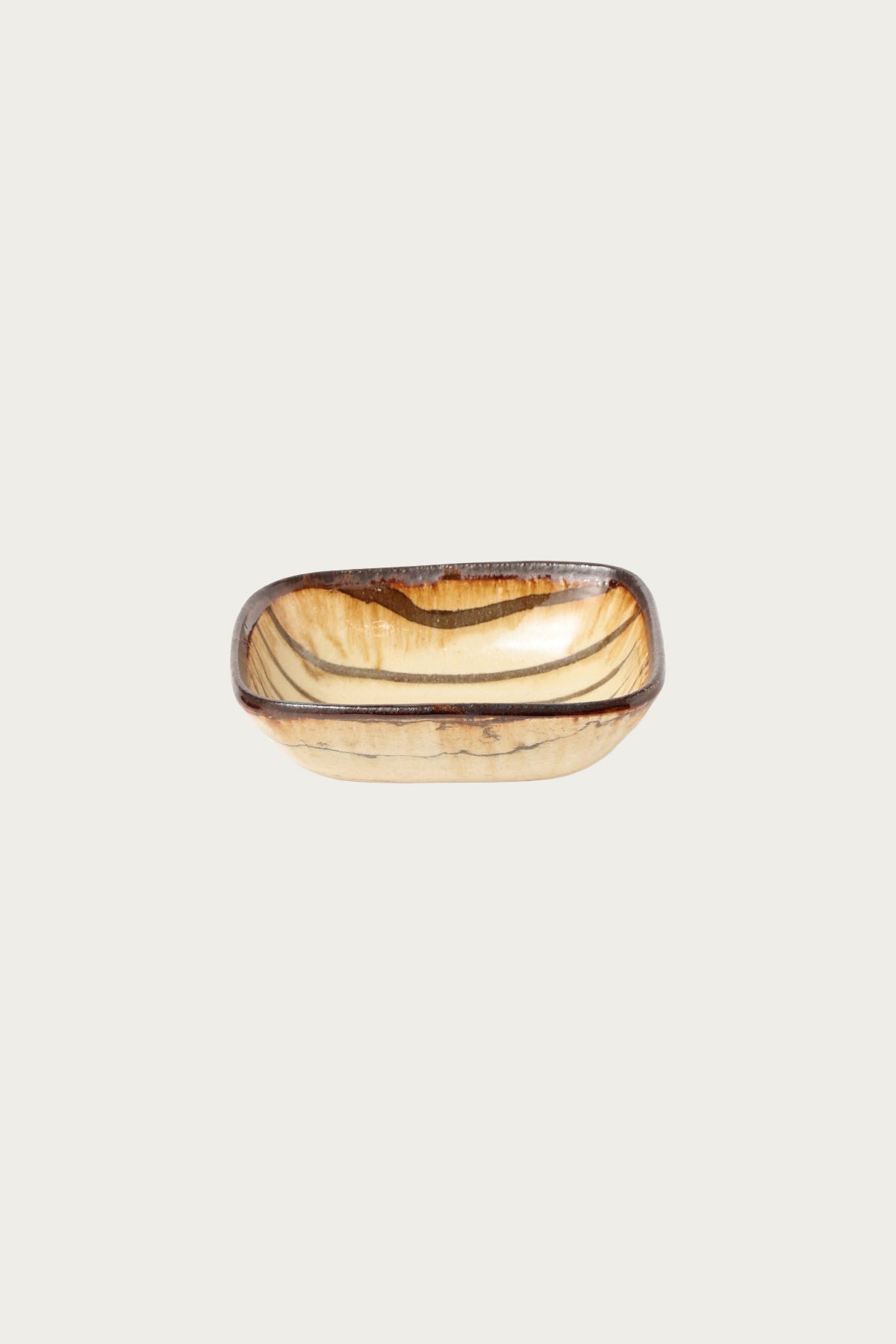 Beams Japan - Nanao Yoshihiro Square Bowl Stripe - Tan/Brown Stripe - Canoe Club
