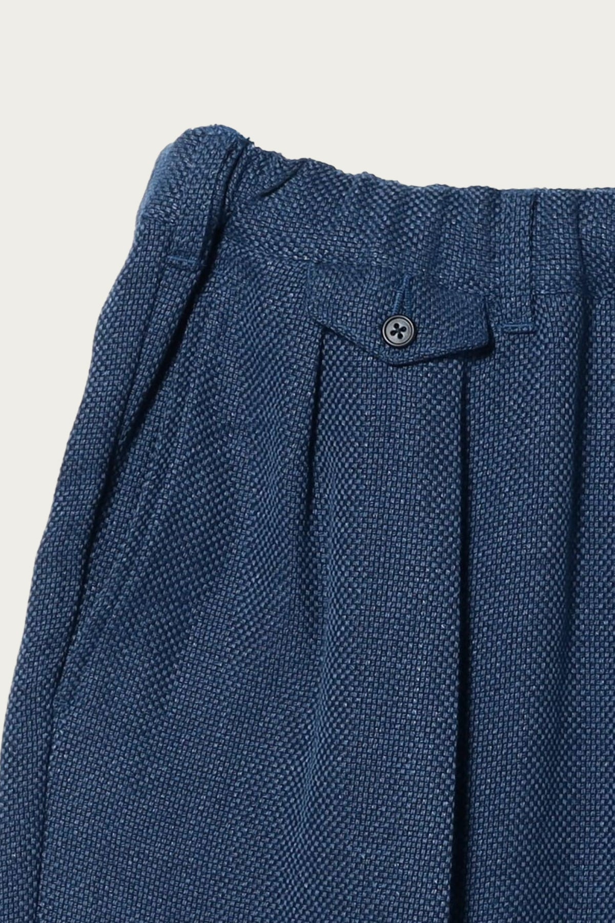 Beams Plus - 2 Pleats Relax Trousers COTTON Linen - Navy - Canoe Club