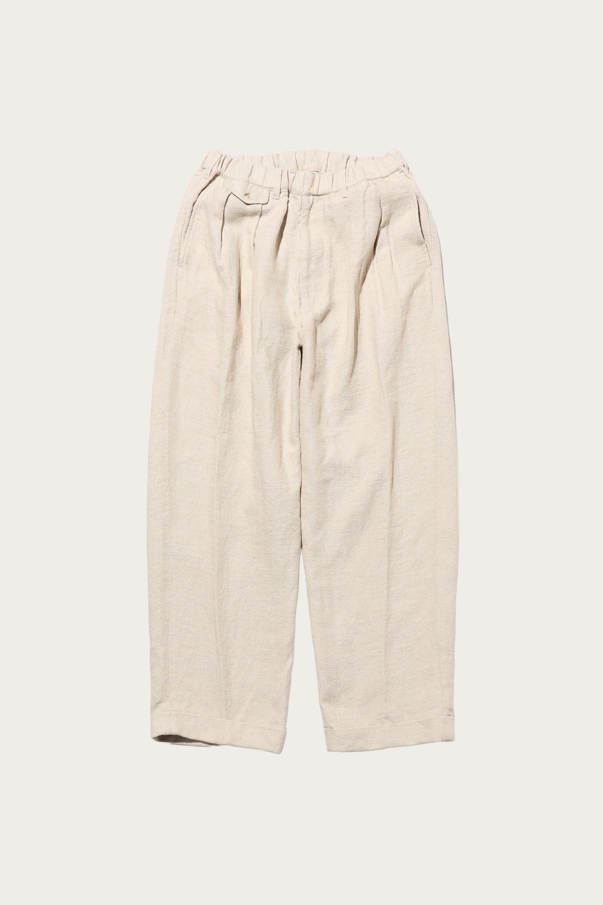 Beams Plus - 2 Pleats Relax Trousers COTTON Linen - Off White - Canoe Club
