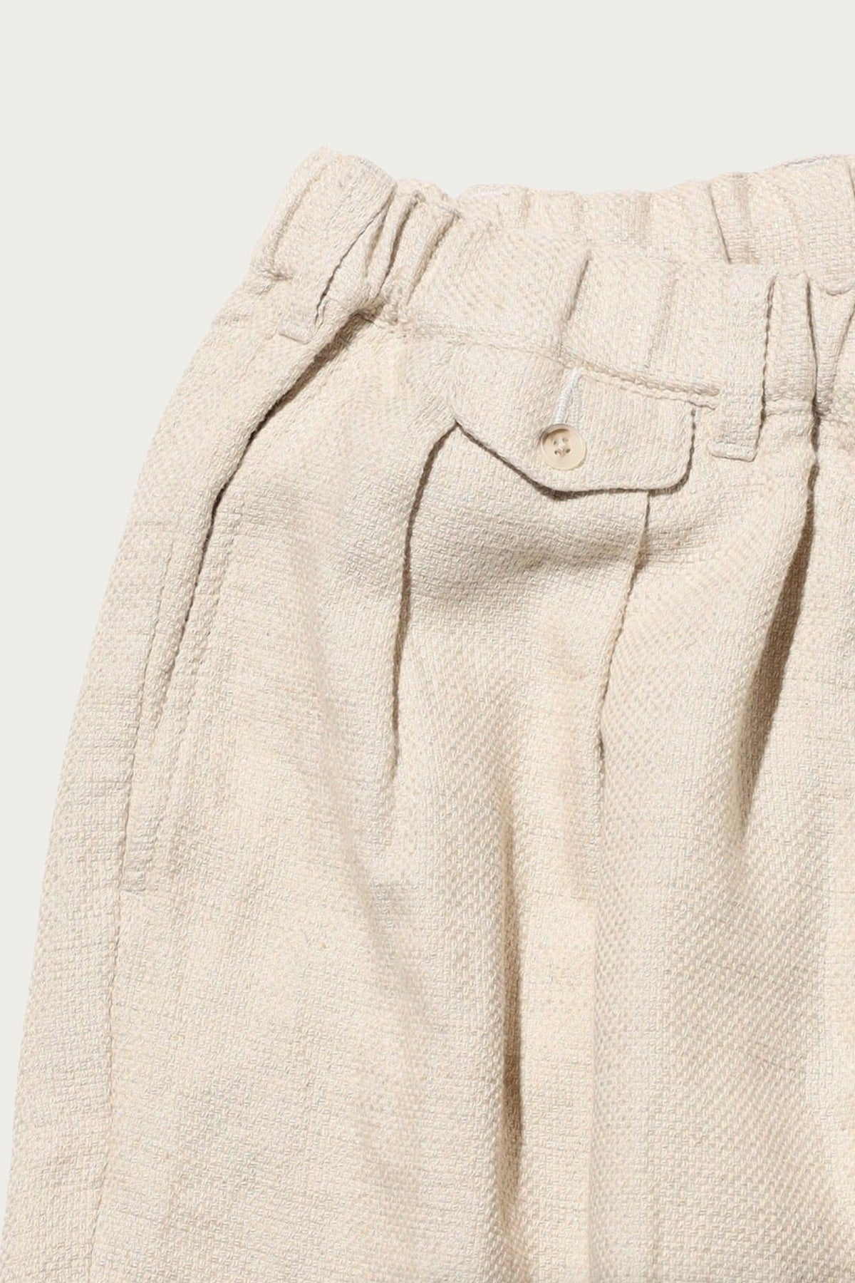 Beams Plus - 2 Pleats Relax Trousers COTTON Linen - Off White - Canoe Club