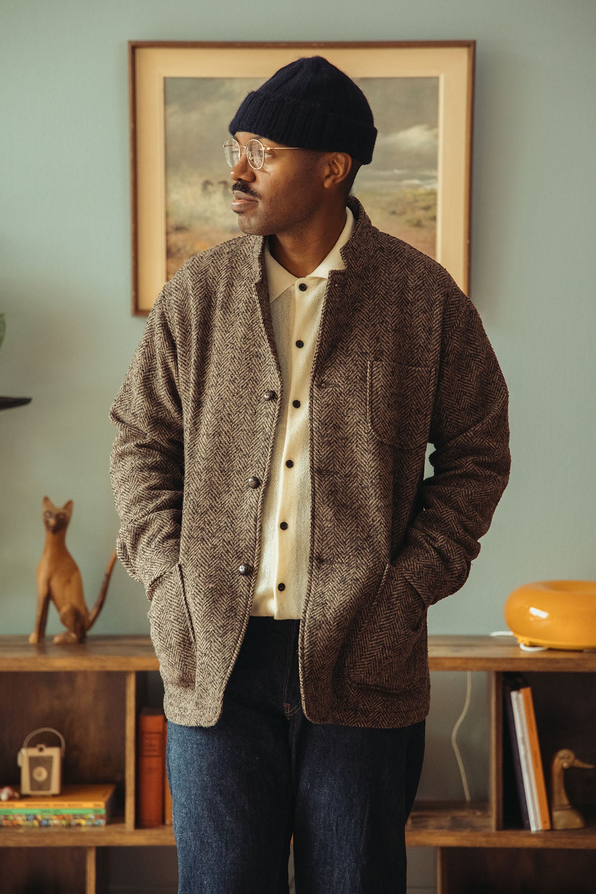 Beams Plus - 4B Cuffs Jacket Herringbone - Brown - Canoe Club