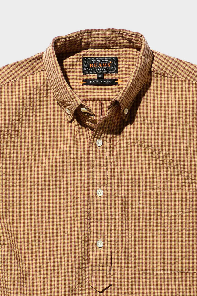 Beams Plus - B.D. Pullover Seersucker - Lt. Brown - Canoe Club