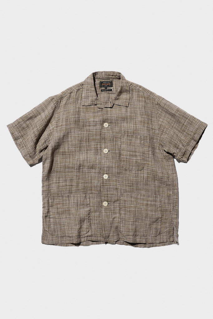 Beams Plus - Beach Shirt JKT Linen "Kasuri" - Olive - Canoe Club