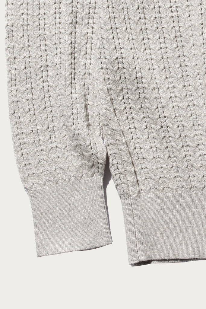 Beams Plus - Cable Knit Polo - Ash - Canoe Club