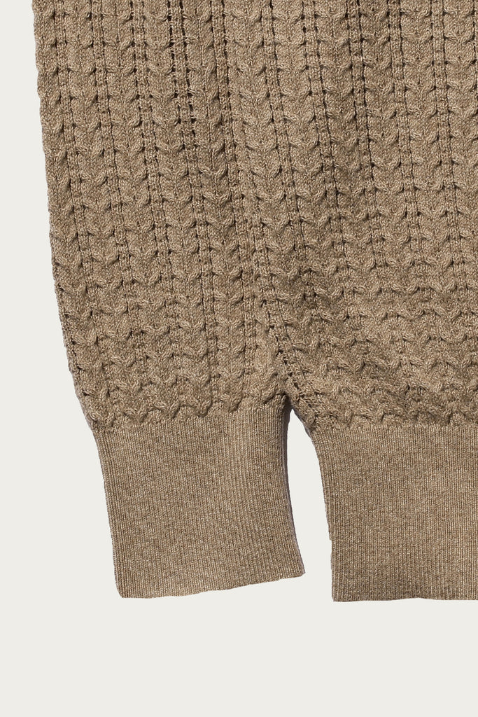 Beams Plus - Cable Knit Polo - Beige - Canoe Club