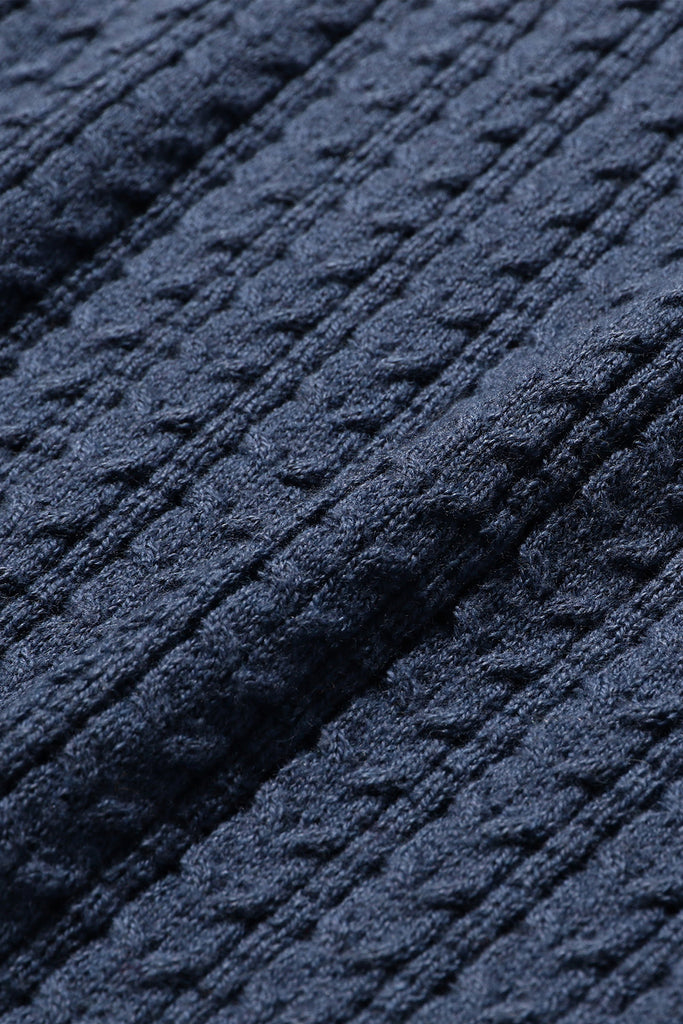 Beams Plus - Cable Knit Polo - Blue - Canoe Club