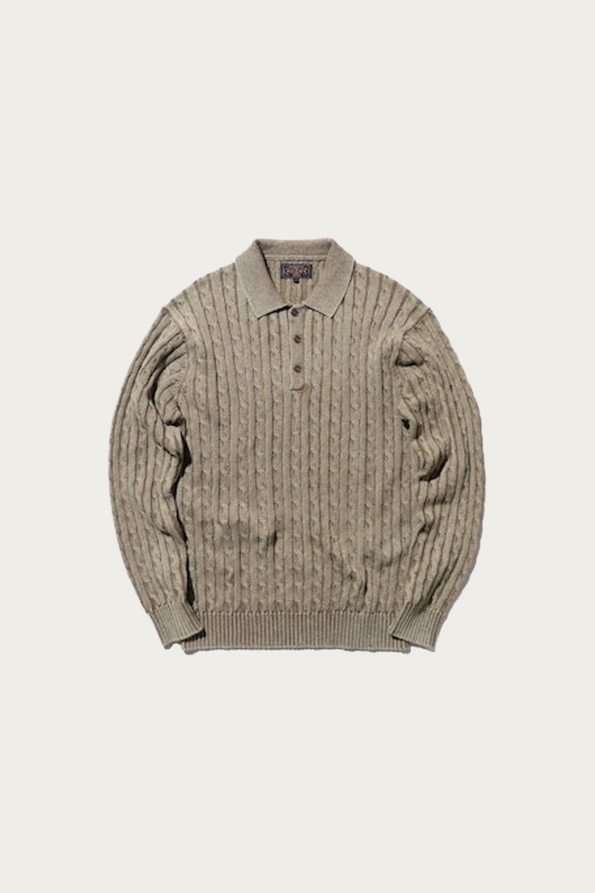 Beams Plus - Cable Polo Pigment Dyed Yarn - Beige - Canoe Club