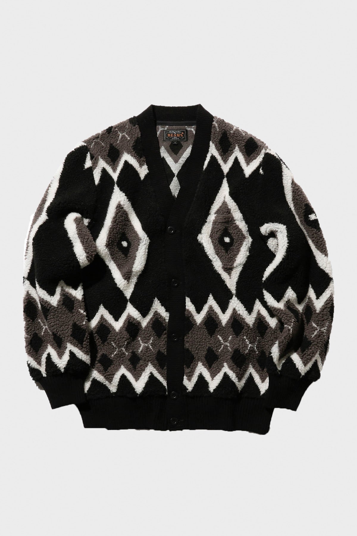 Cardigan Boa Jacquard - Black/Grey