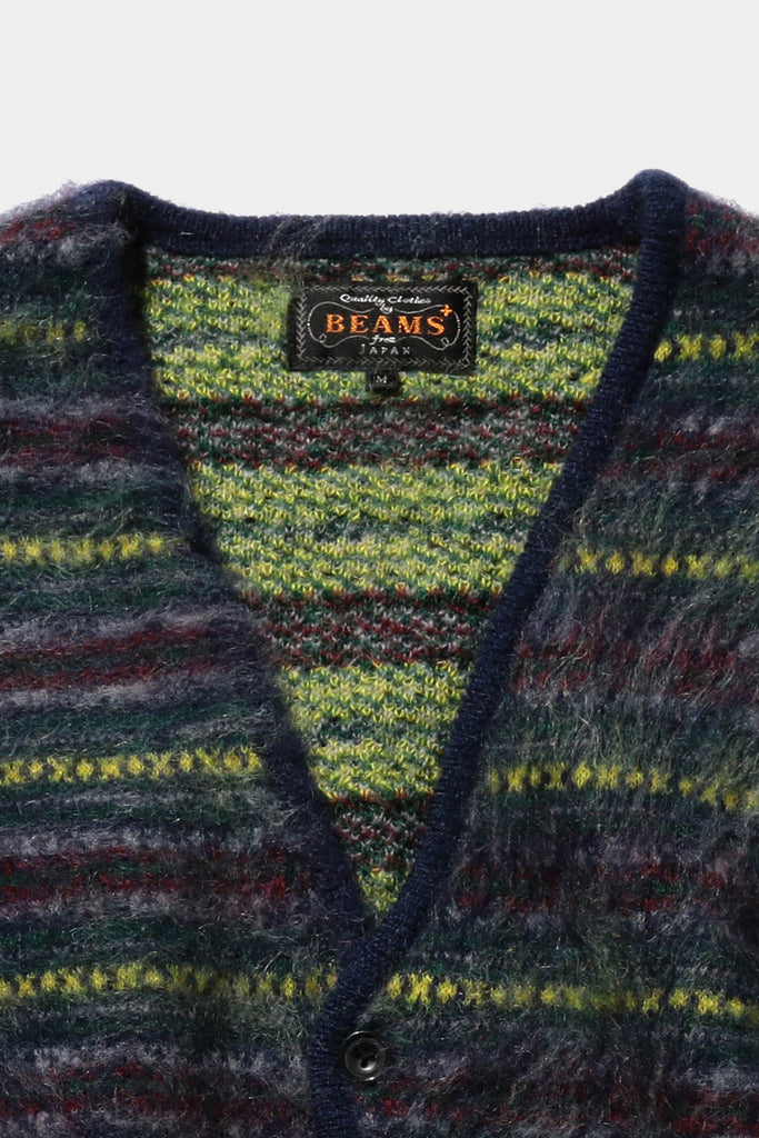 Beams Plus - Cardigan Double Jacquard Fair Isle - Navy - Canoe Club