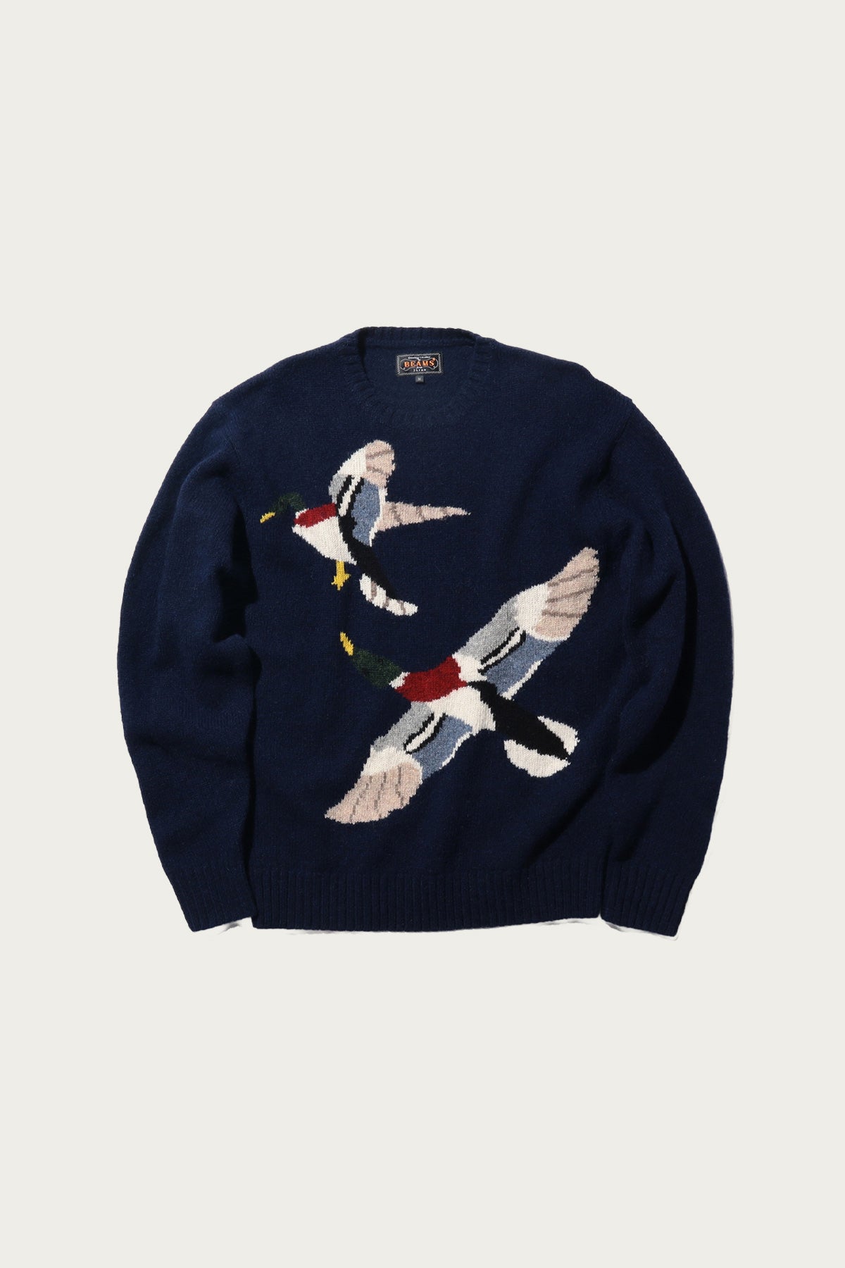 Beams Plus - Crew Intarsia Duck Pattern - Navy - Canoe Club