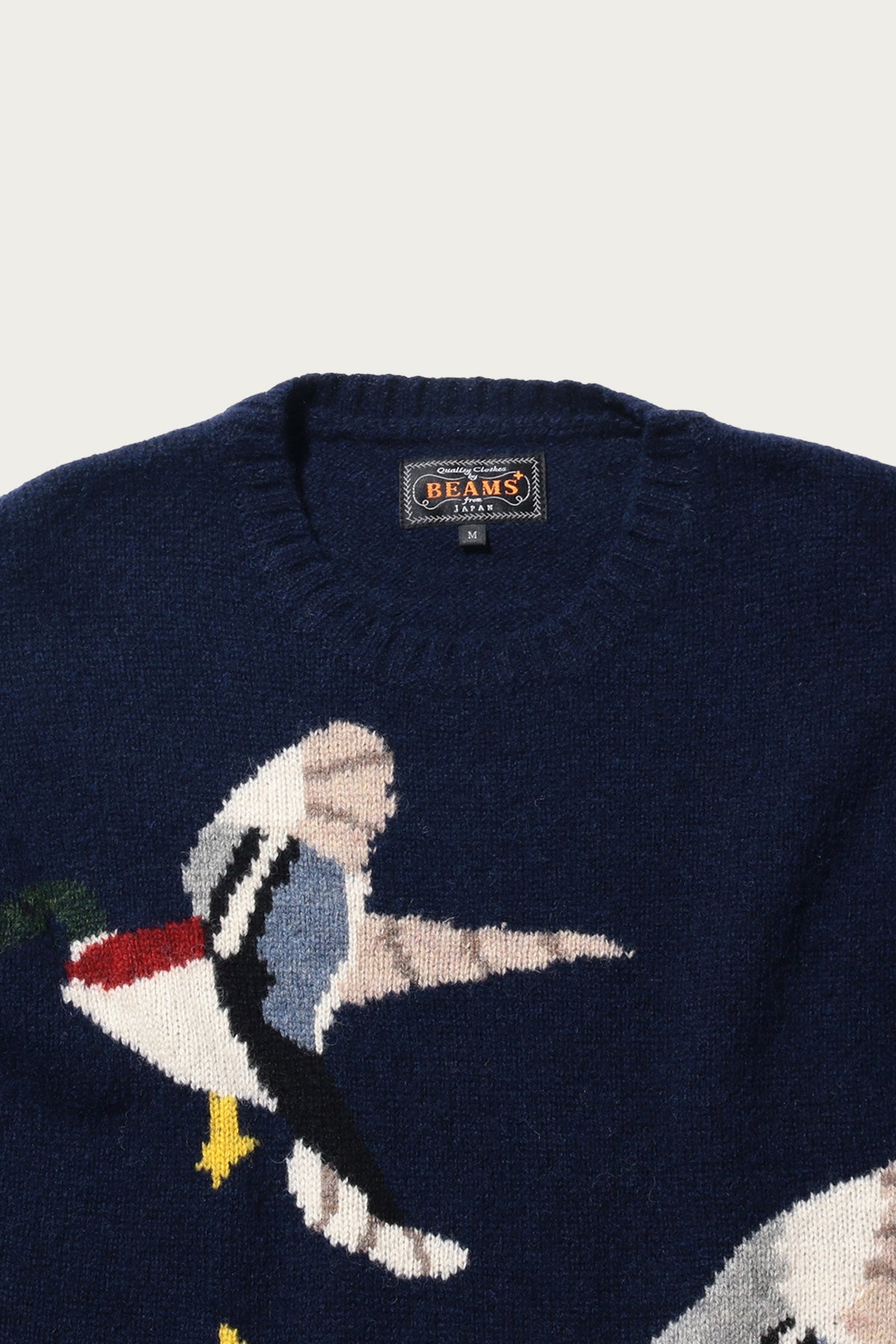 Beams Plus - Crew Intarsia Duck Pattern - Navy - Canoe Club
