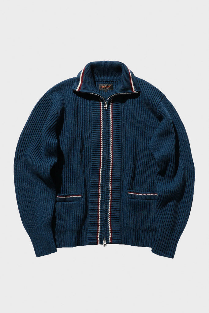 Beams Plus - Full Zip Knit - Blue - Canoe Club