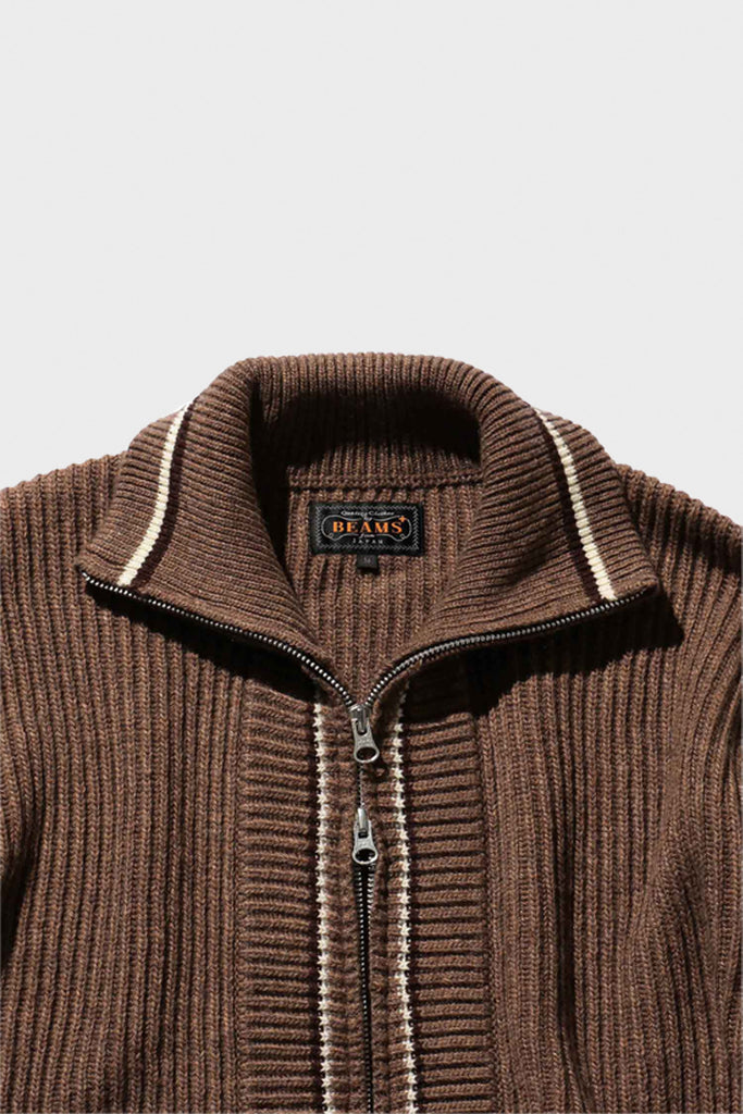 Beams Plus - Full Zip Knit - Brown - Canoe Club