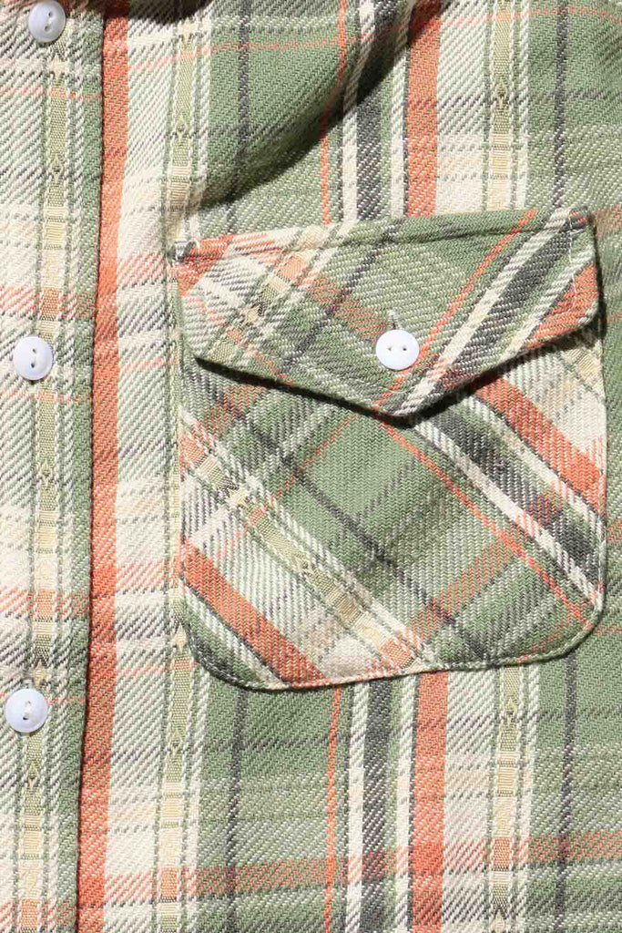 Beams Plus - Guide Shirt Dobby Nel Check - Green - Canoe Club