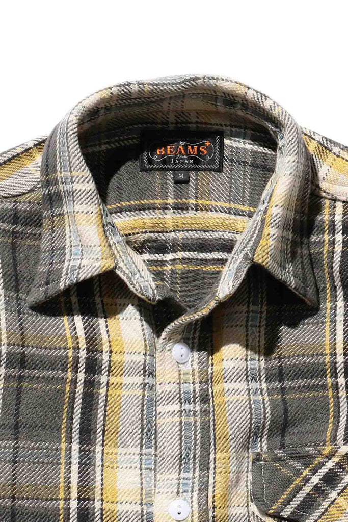 Beams Plus - Guide Shirt Dobby Nel Check - Grey - Canoe Club