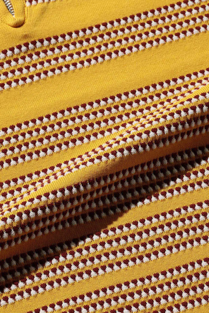 Beams Plus - Half Zip Knit Polo Jacquard - Yellow - Canoe Club