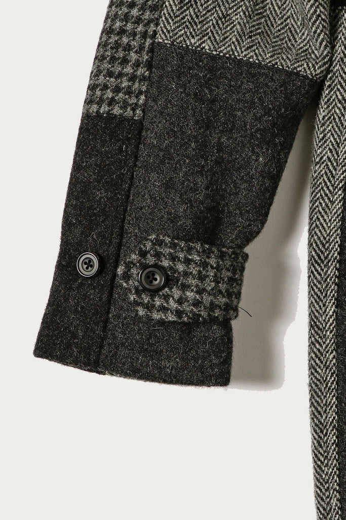 Beams Plus - Harris Tweed Patchwork Balmacaan - Black/Grey - Canoe Club