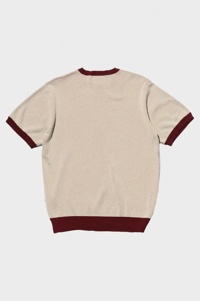 Beams Plus - Knit Jacquard Tee - Burgundy - Canoe Club