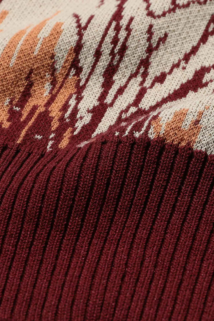 Beams Plus - Knit Jacquard Tee - Burgundy - Canoe Club