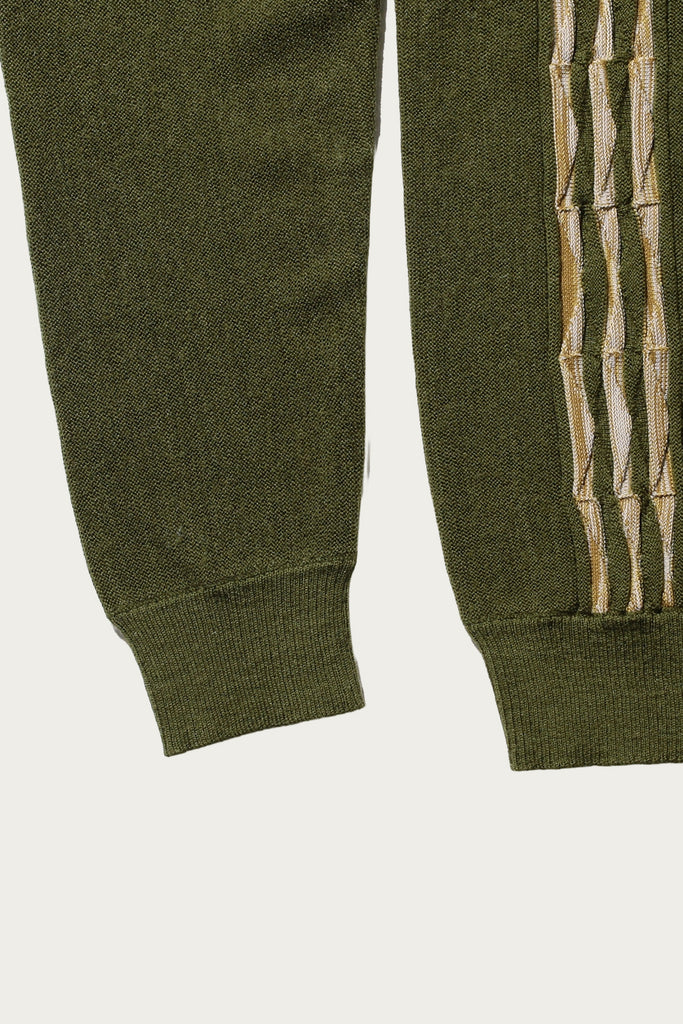 Beams Plus - Knit Polo Born Stripe 14G - Olive - Canoe Club