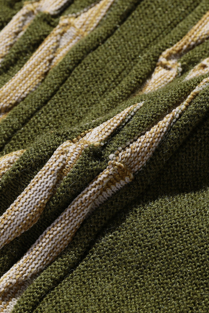 Beams Plus - Knit Polo Born Stripe 14G - Olive - Canoe Club