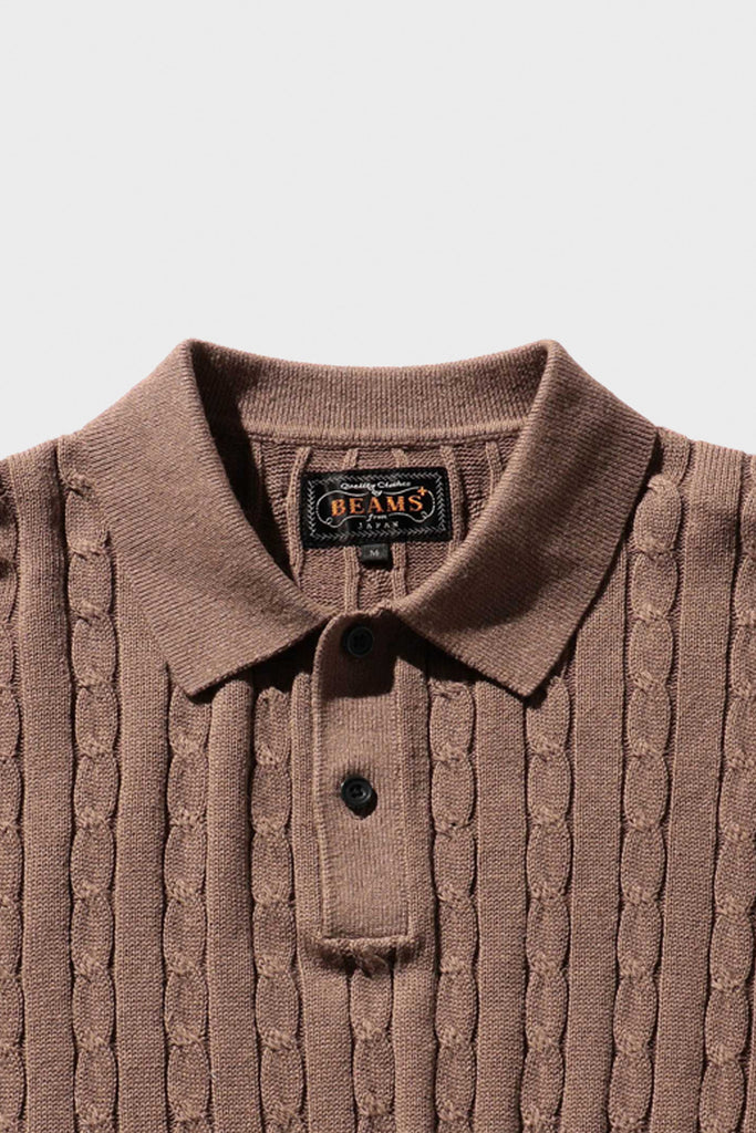 Beams Plus - Knit Polo Cable - Brown - Canoe Club