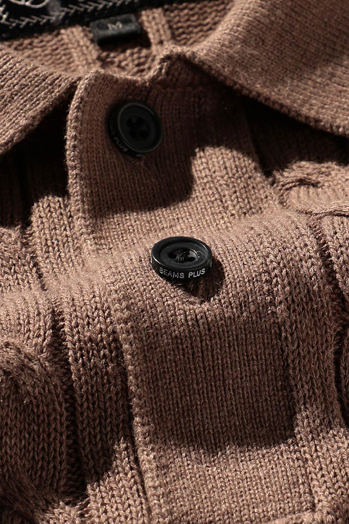 Beams Plus - Knit Polo Cable - Brown - Canoe Club