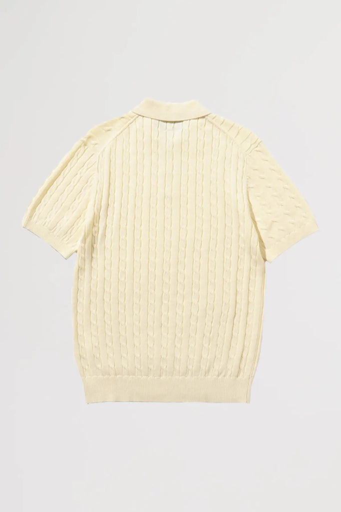 Beams Plus - Knit Polo Cable - White - Canoe Club