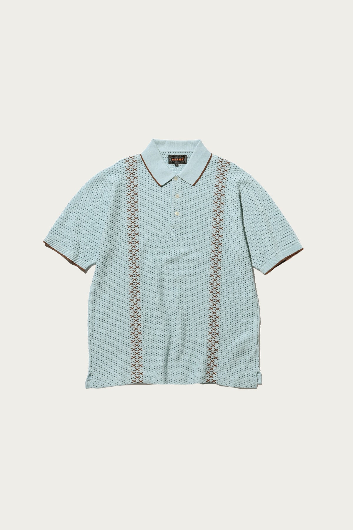 Beams Plus - Knit Polo Mesh Stripe - Sax - Canoe Club