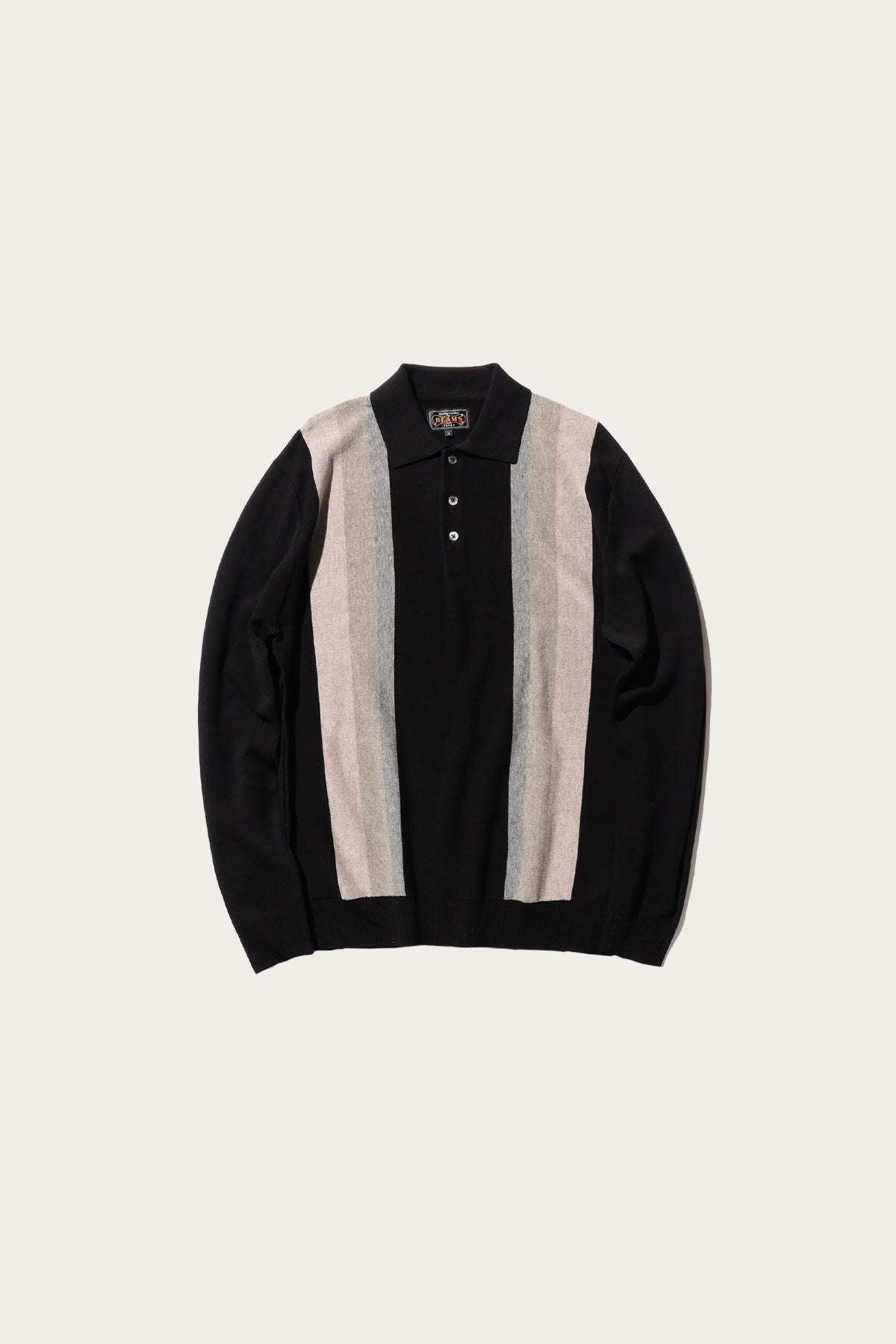 Beams Plus Knit Polo Stripe Argyle Black Canoe Club