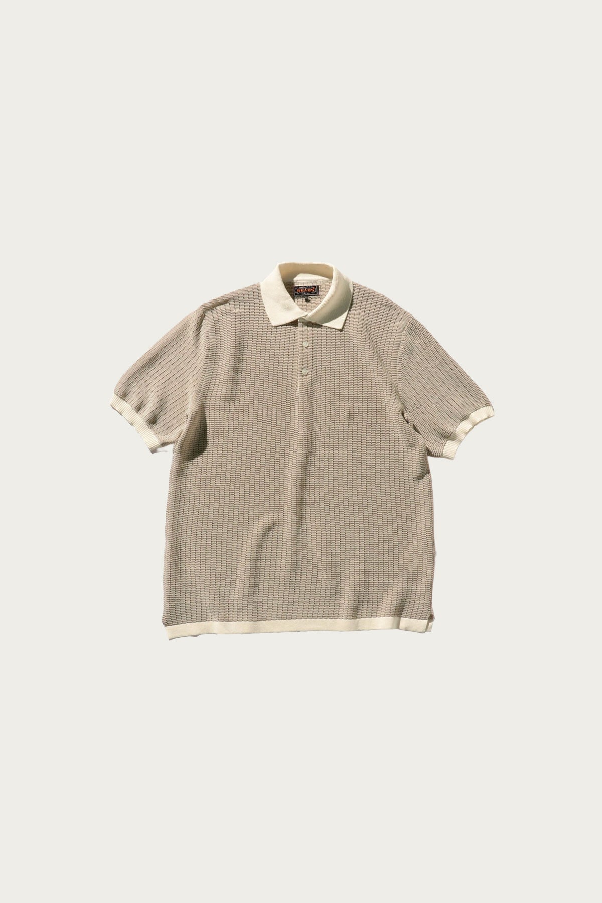 Beams Plus - Knit Polo "WASHI" 2 Tone - Off White - Canoe Club