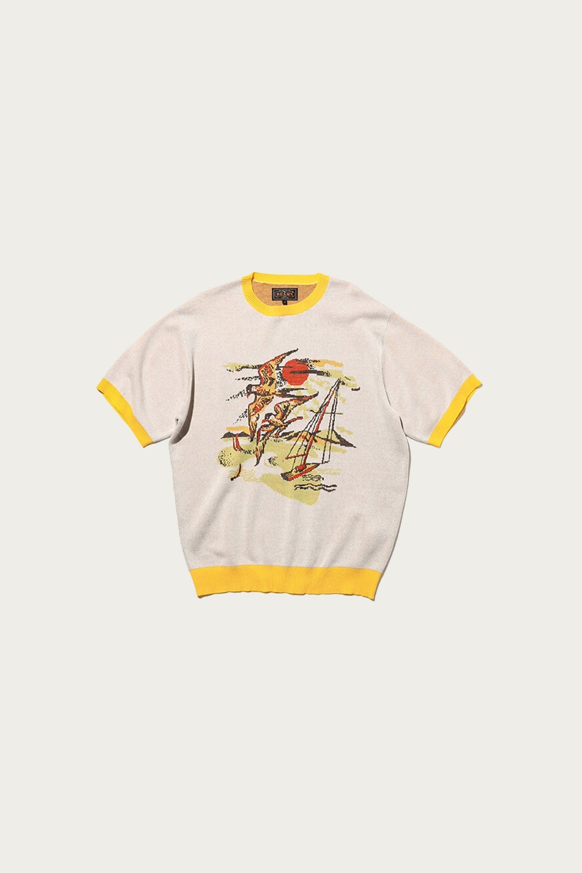 Beams Plus - Knit Tee Jacquard - Bird - Canoe Club