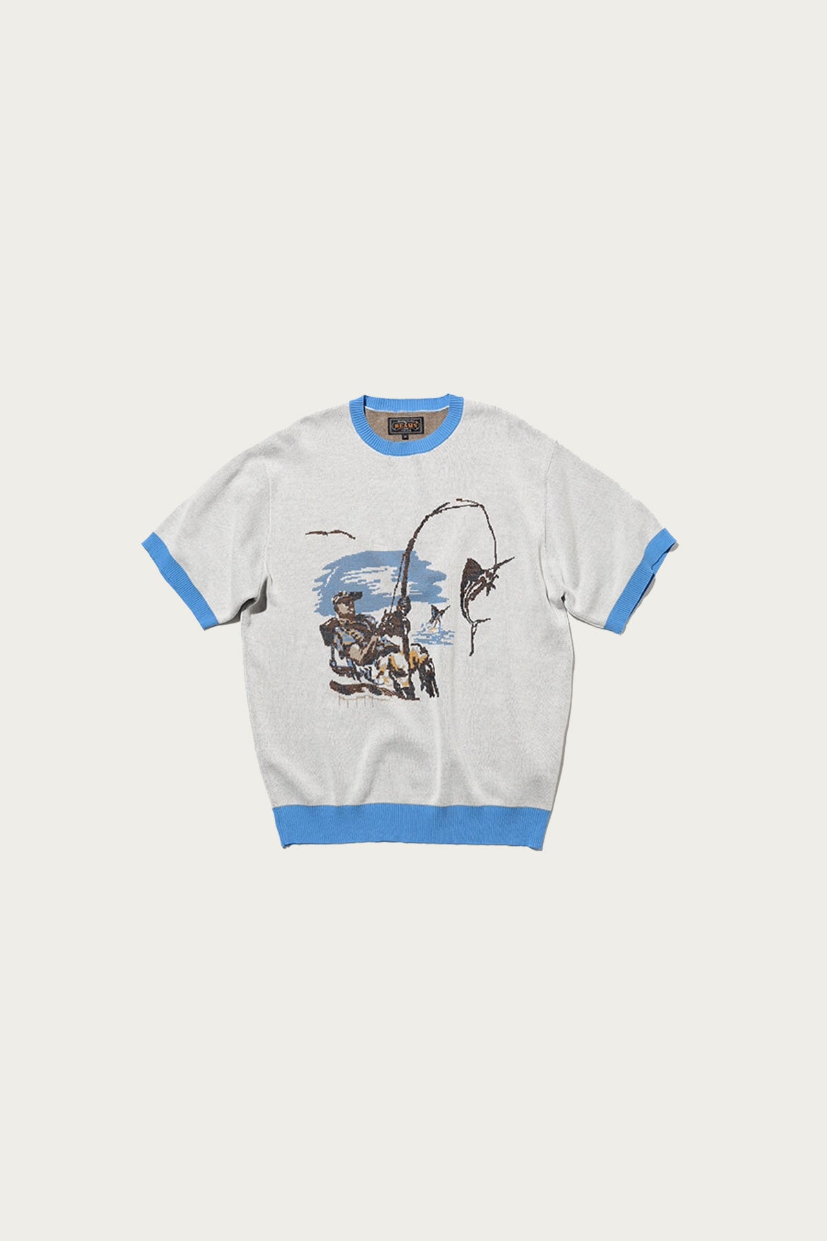 Beams Plus - Knit Tee Jacquard - Fishing - Canoe Club