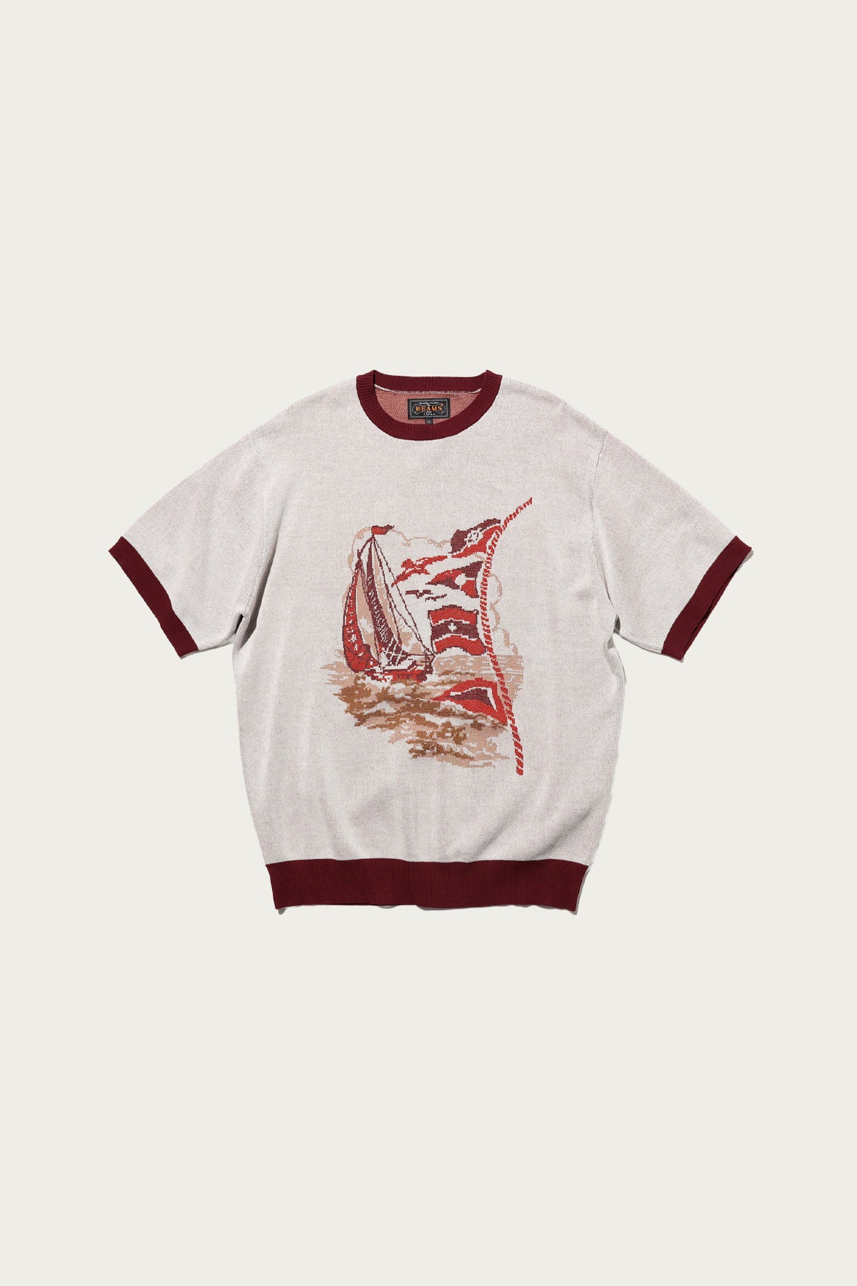 Beams Plus - Knit Tee Jacquard - Sailing - Canoe Club