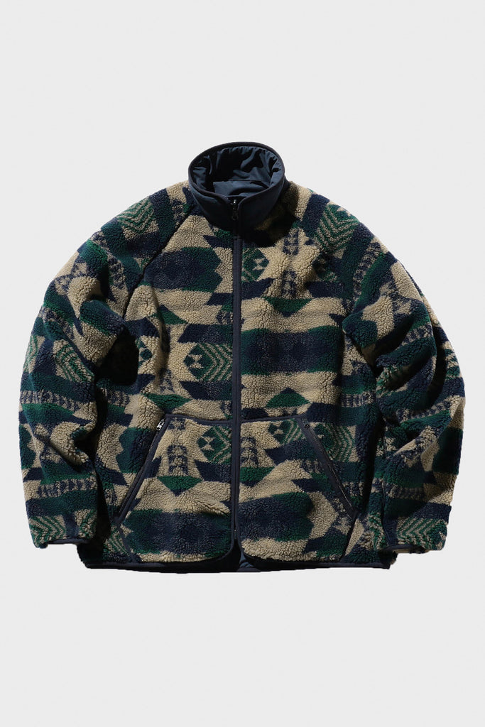 Beams Plus - MIL Jersey Reversible Jacquard Boa - Native Navy - Canoe Club