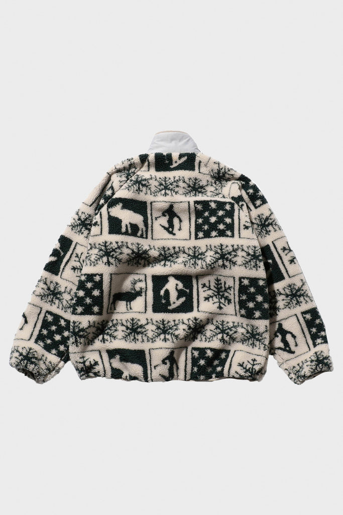 Beams Plus - MIL Jersey Reversible Jacquard Boa - Snow Grey - Canoe Club