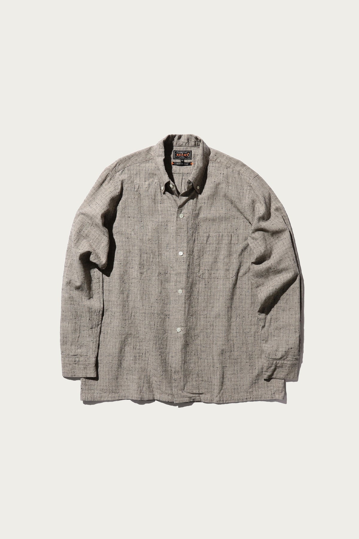 Beams Plus - Open B.D. Nep Check Cotton Linen - Beige - Canoe Club
