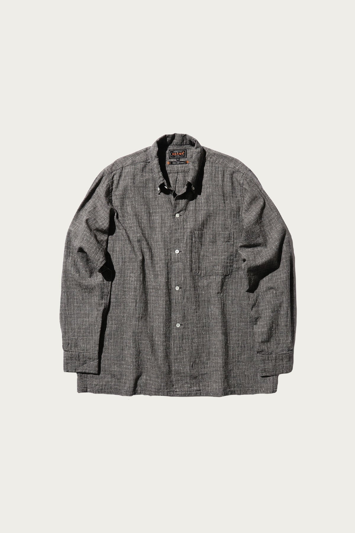 Beams Plus - Open B.D. Nep Check Cotton Linen - Charcoal - Canoe Club