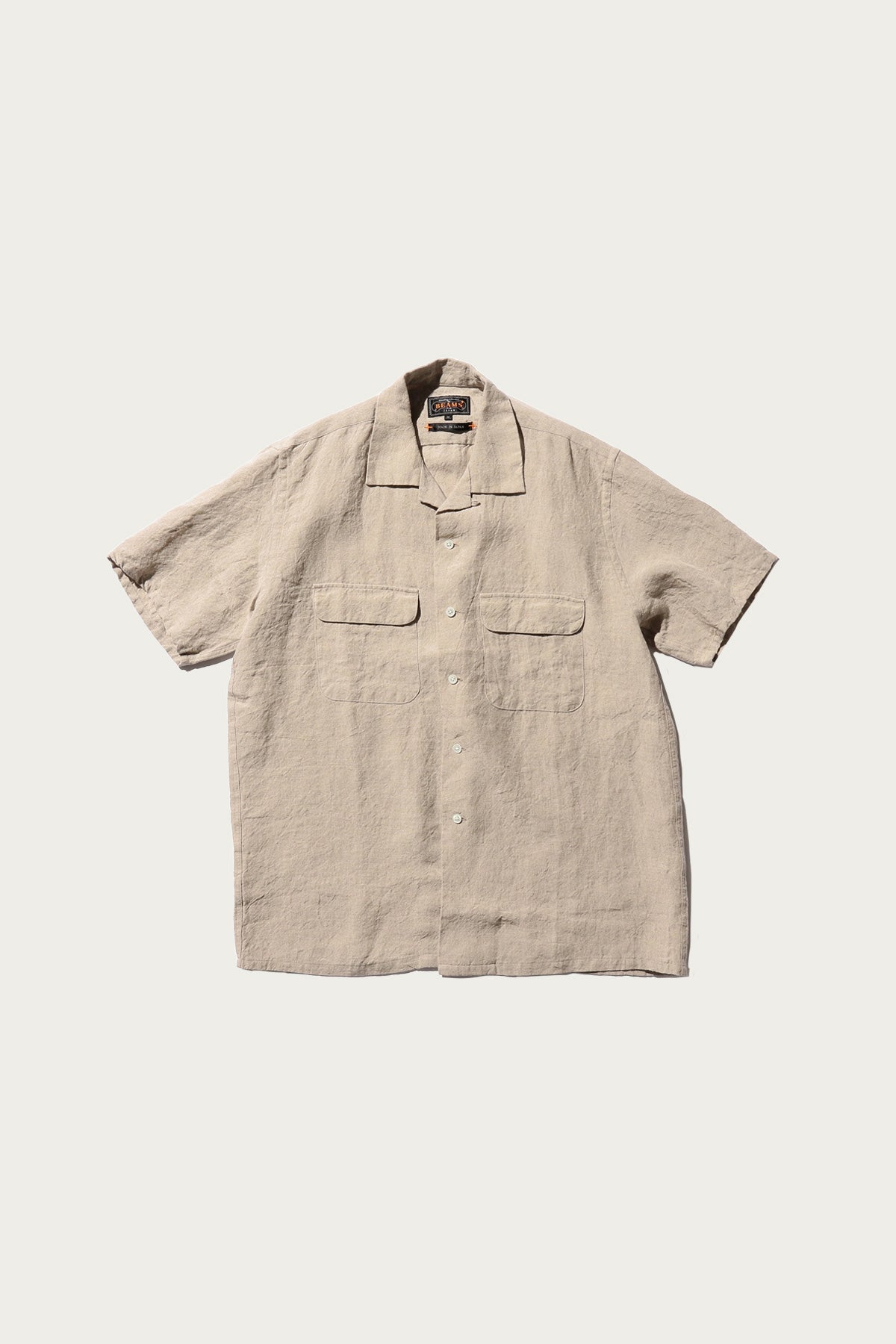 Beams Plus - Open Collar 1/40 Linen - Beige - Canoe Club